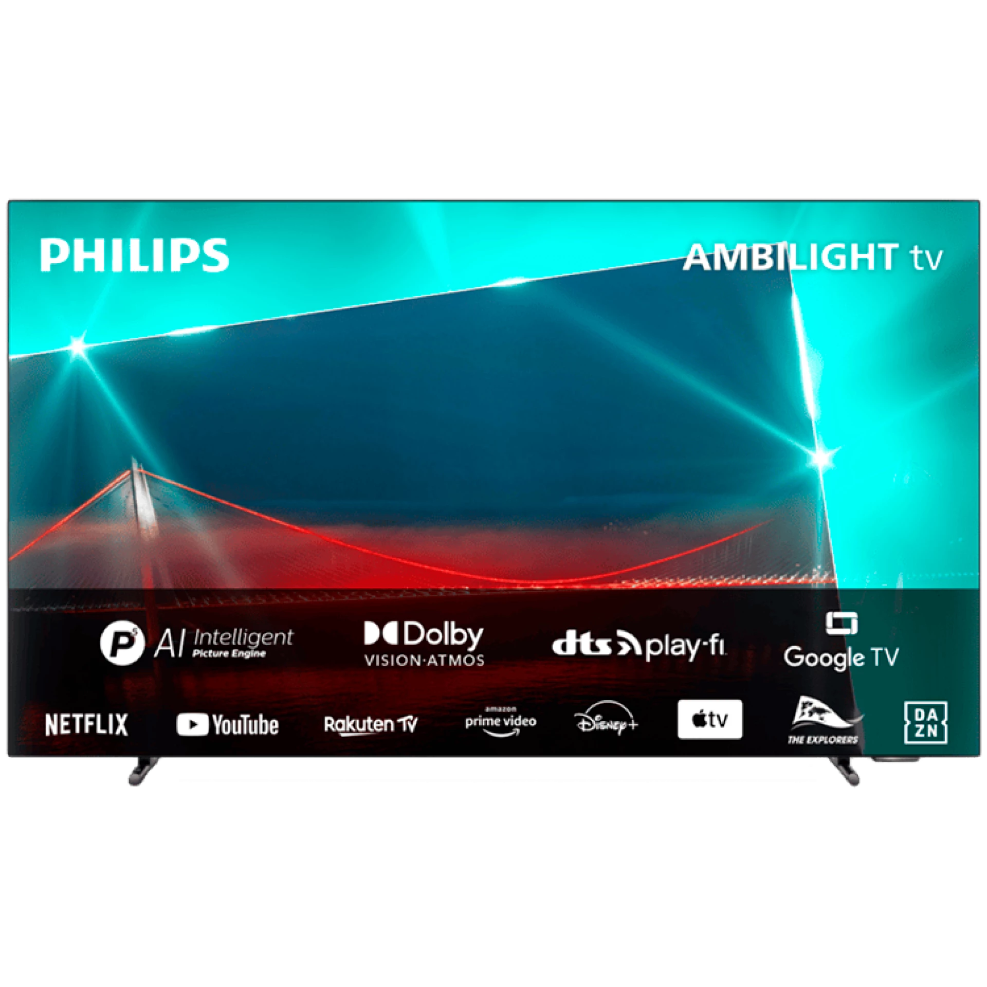 Philips OLED TV 65OLED718/12, Google TV, 120 Hz,G-sync, VRR, FreeSync, 164 cm (65''), TV with Ambilight technology on 3 sides, P5 Perfect Picture Engine, Dolby Atmos sound.