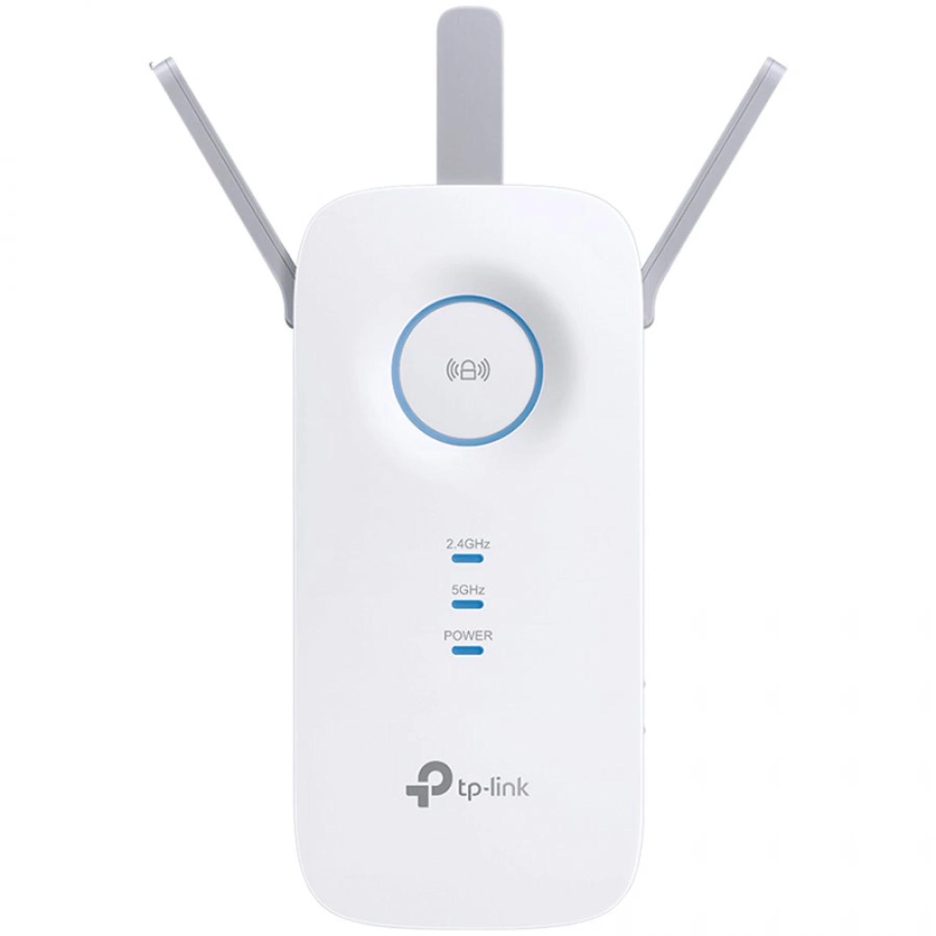 TP Link AC1900 Wi-Fi Range Extender 600 Mbps at 2.4 GHz + 1300 Mbps at 5 GHz; 3 × External Antennas, 1 × Gigabit Port, Wall Plugged; Tether App, WPS, Intelligent Signal Light, Access Control, Power Schedule, LED Control, RE/AP Mode, OneMe, MU-MIMO