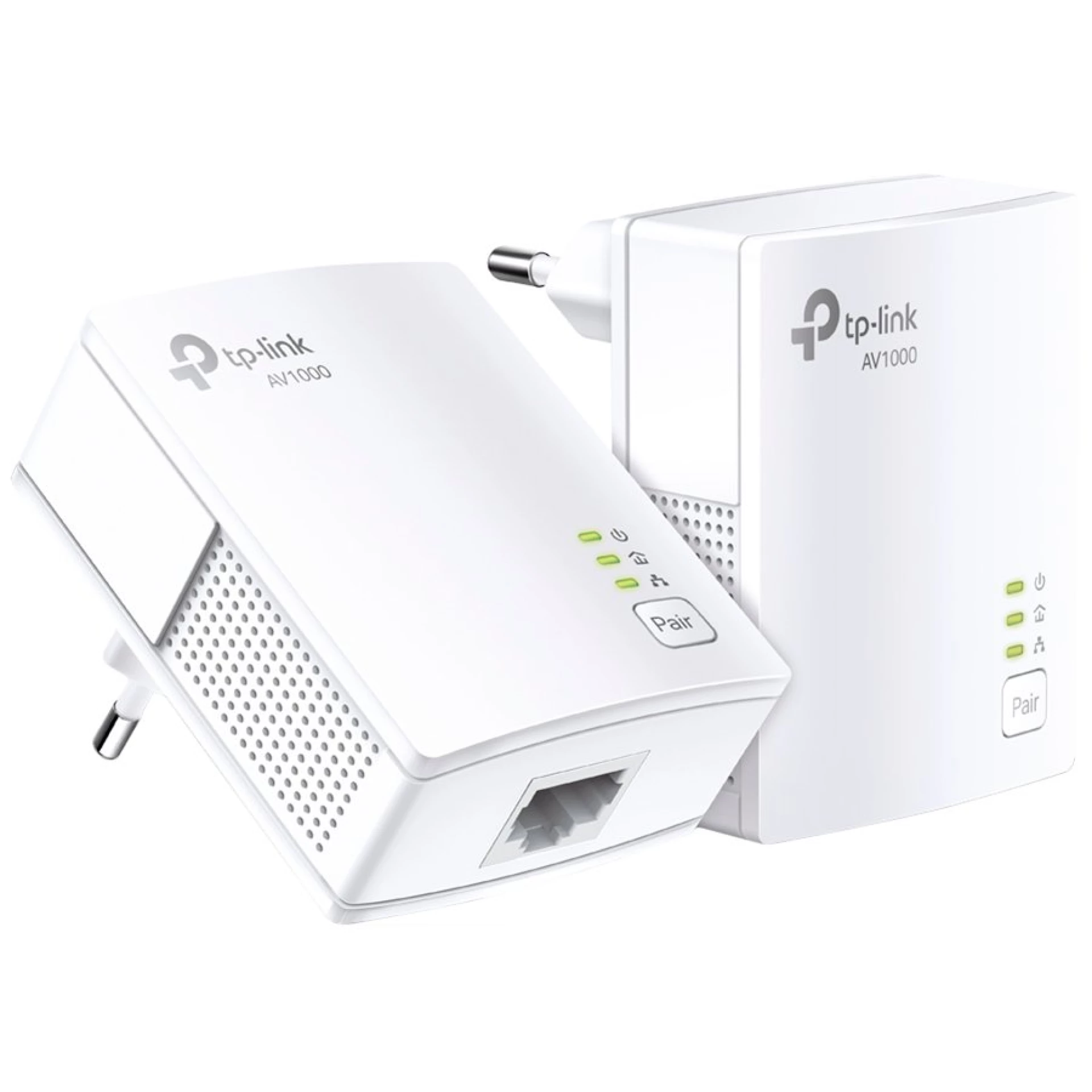 TP-Link AV1000 Powerline Starter Kit, Broadcom, 1 Gigabit Port, 1000Mbps Powerline, HomePlug AV, New PLC Utility,Twin Pack, Patented Power - Saving Mode - automatically reduces power consumption by up to 85%