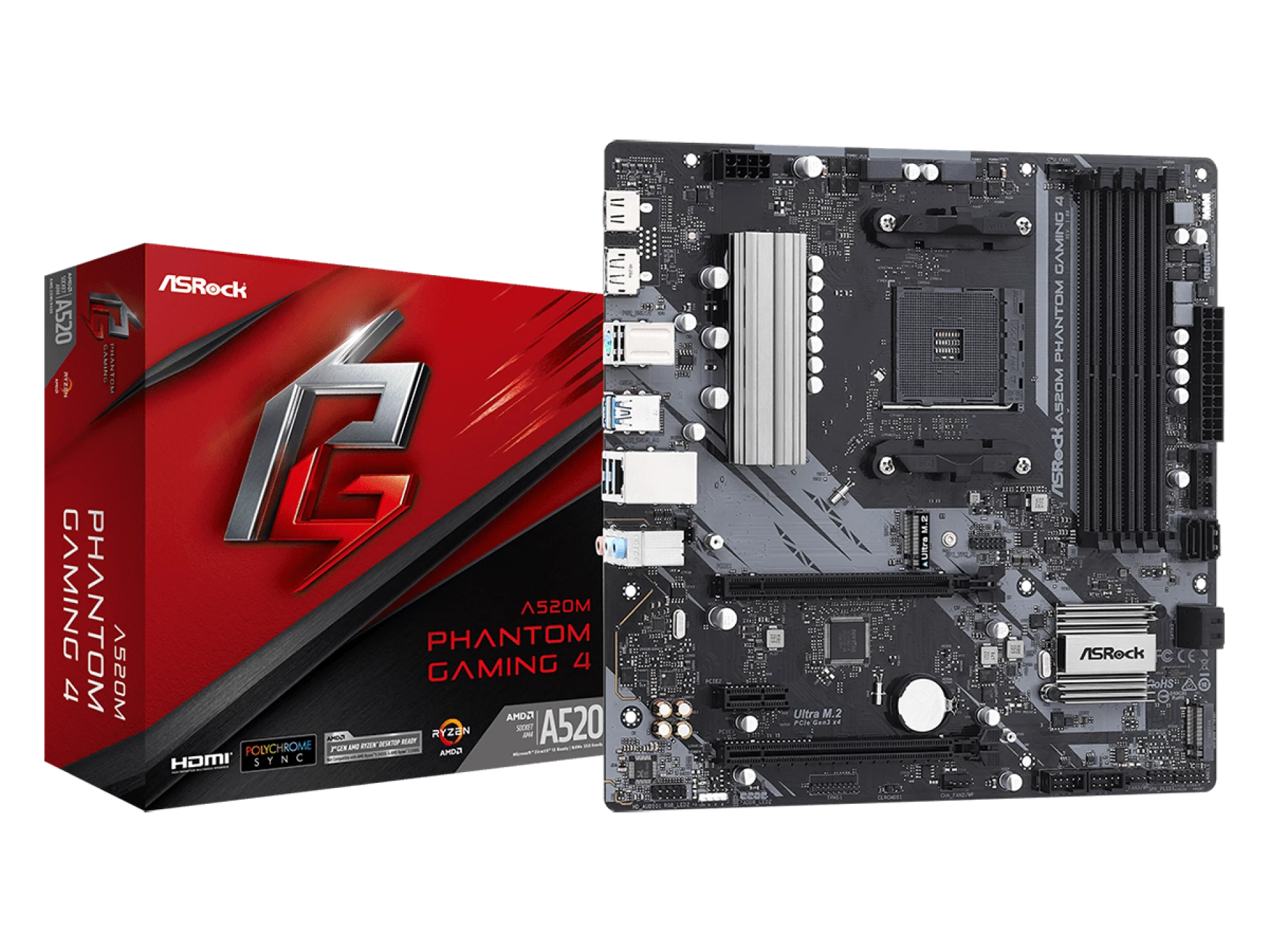 ASROCK A520M PHANTOM GAMING 4AMD A520;AM4;4xDDR4;RAIDHDMI,DP;micro ATX