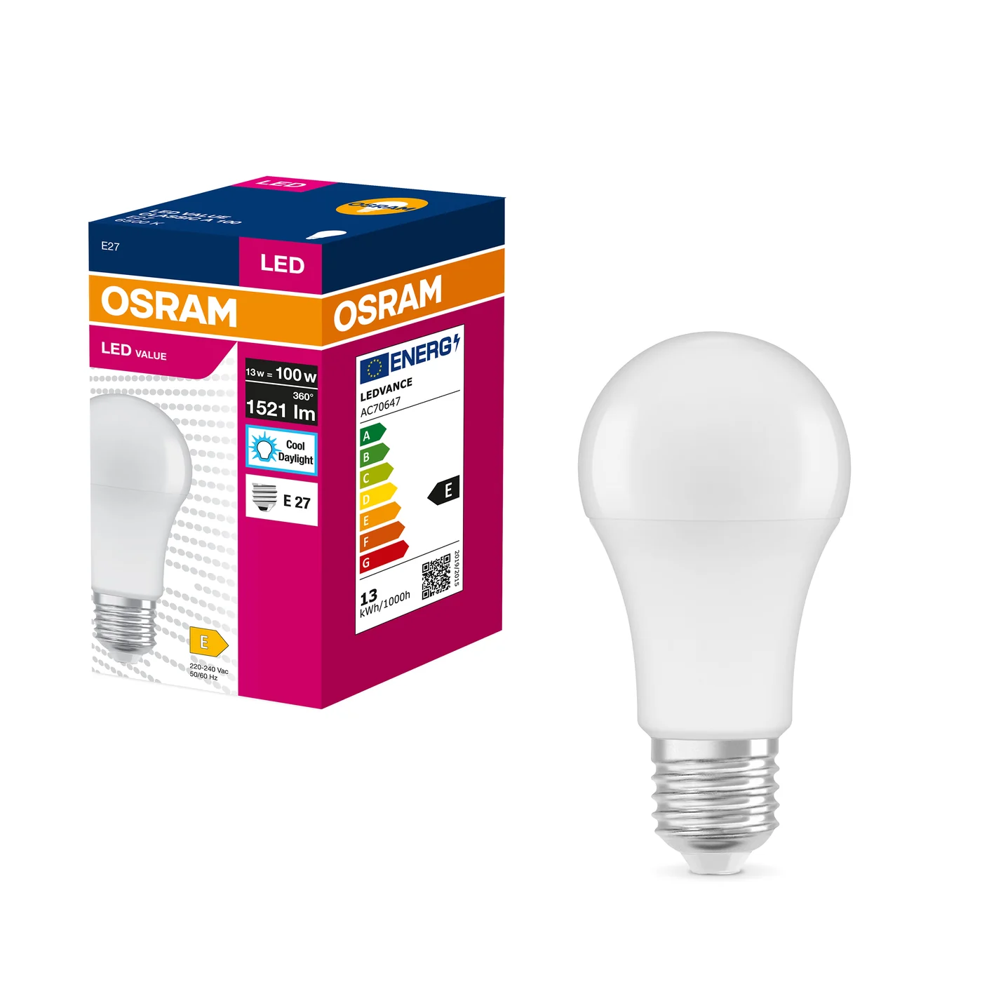 OSRAM sijalica VALUECLA100 13W/865 230VFR E27 FS1
