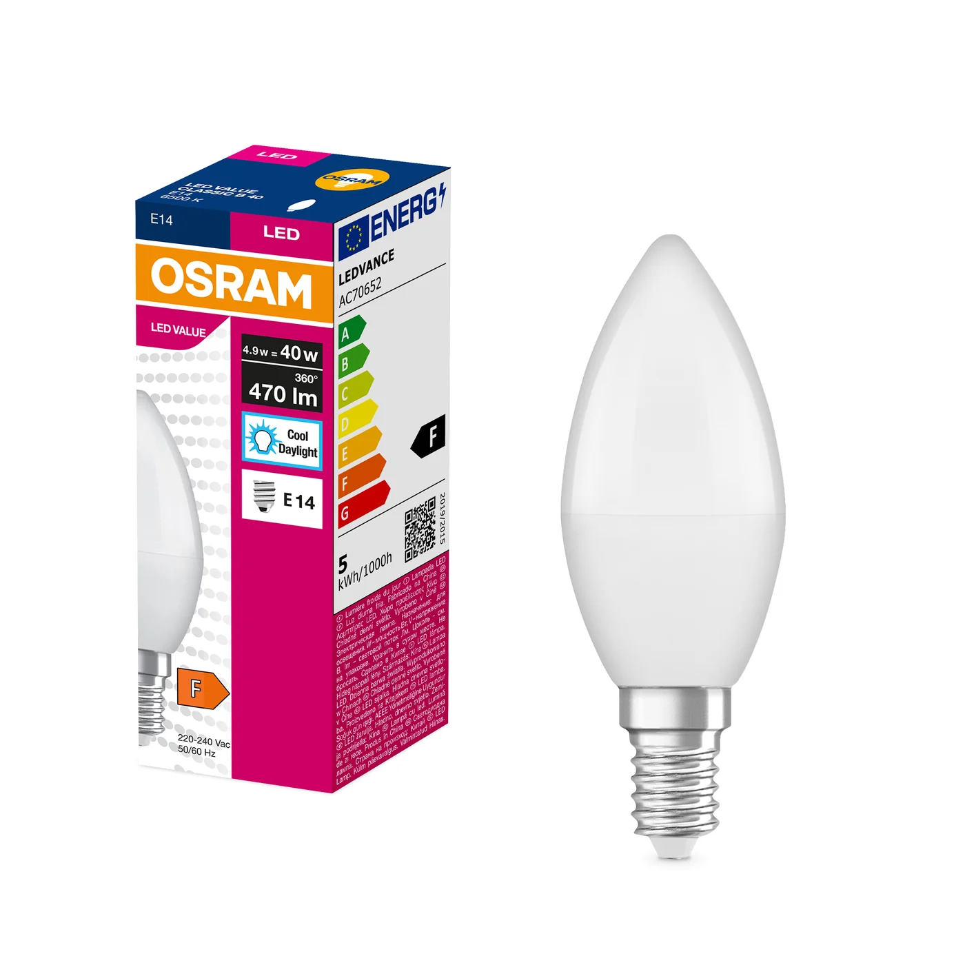 OSRAM sijalica VALUECLB40 4,9W/865 230VFR E14 FS1