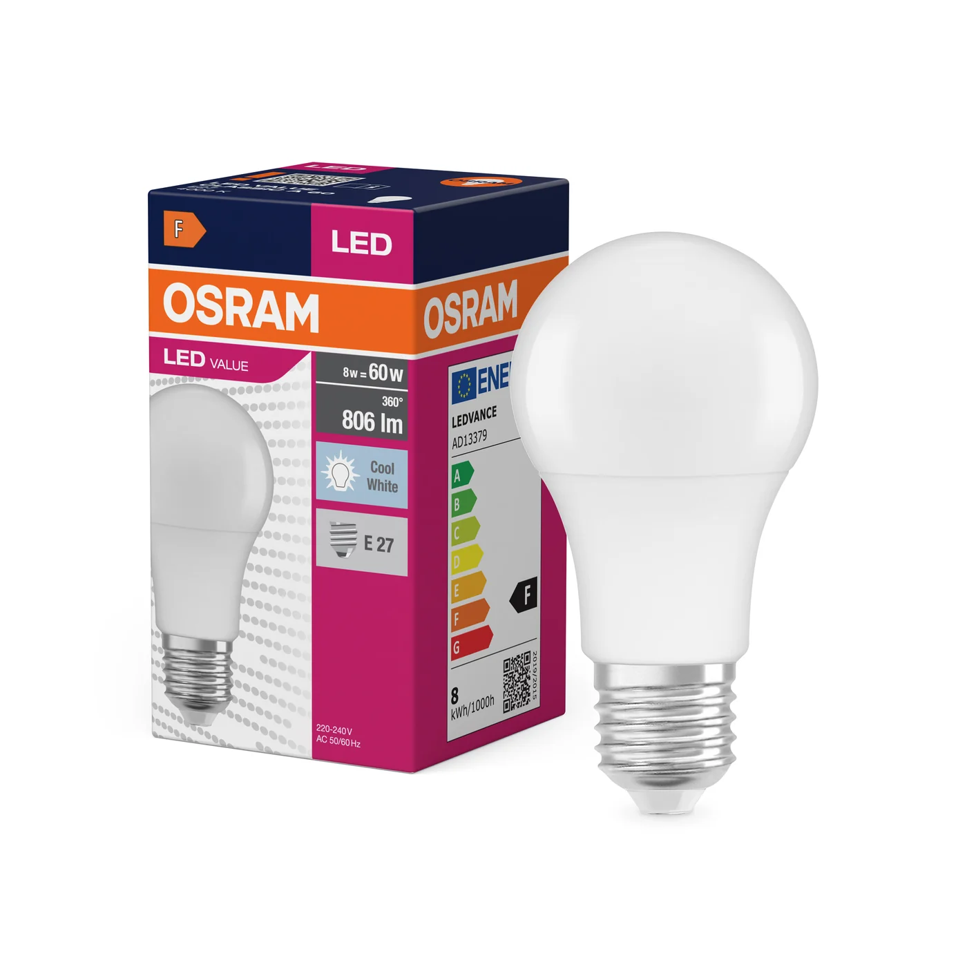 OSRAM sijalica VALUECLA60 8W/840 230VFR E27 FS1