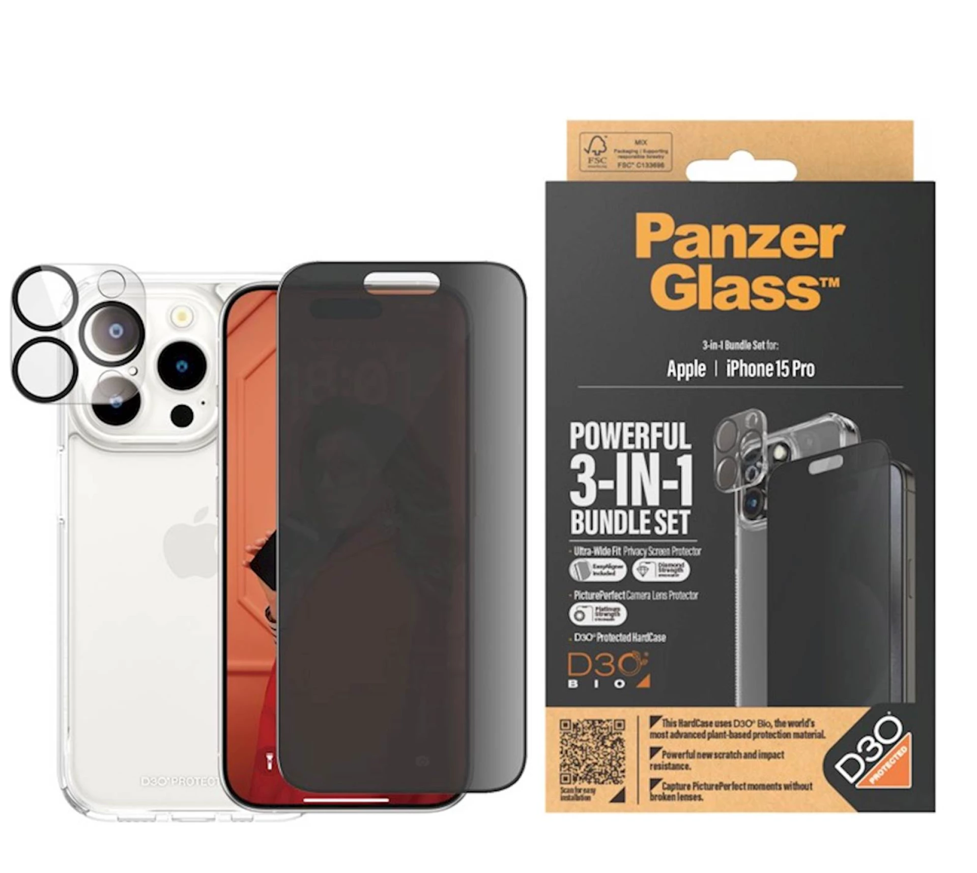 Bundle PanzerGlass iPhone 15Pro Privacy