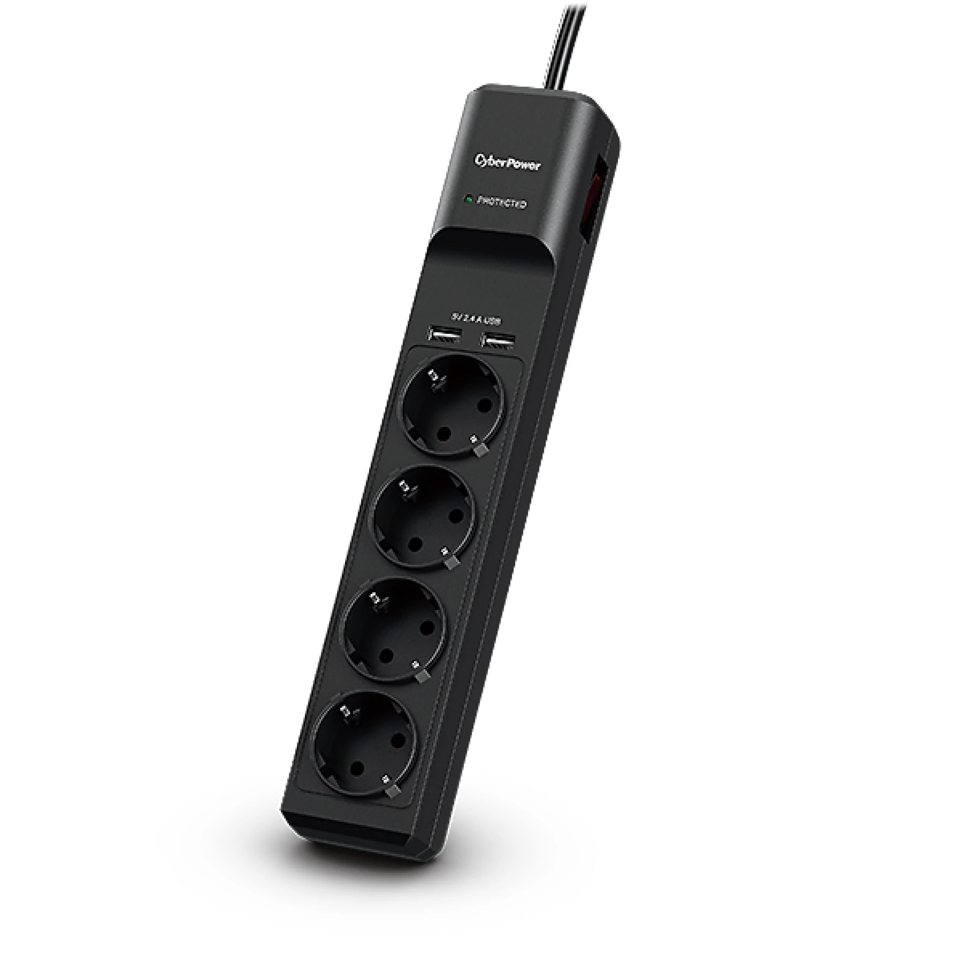 CyberPower prenaponska zaštita, P0420SUD0, 4xšuko, 2xUSB-A port