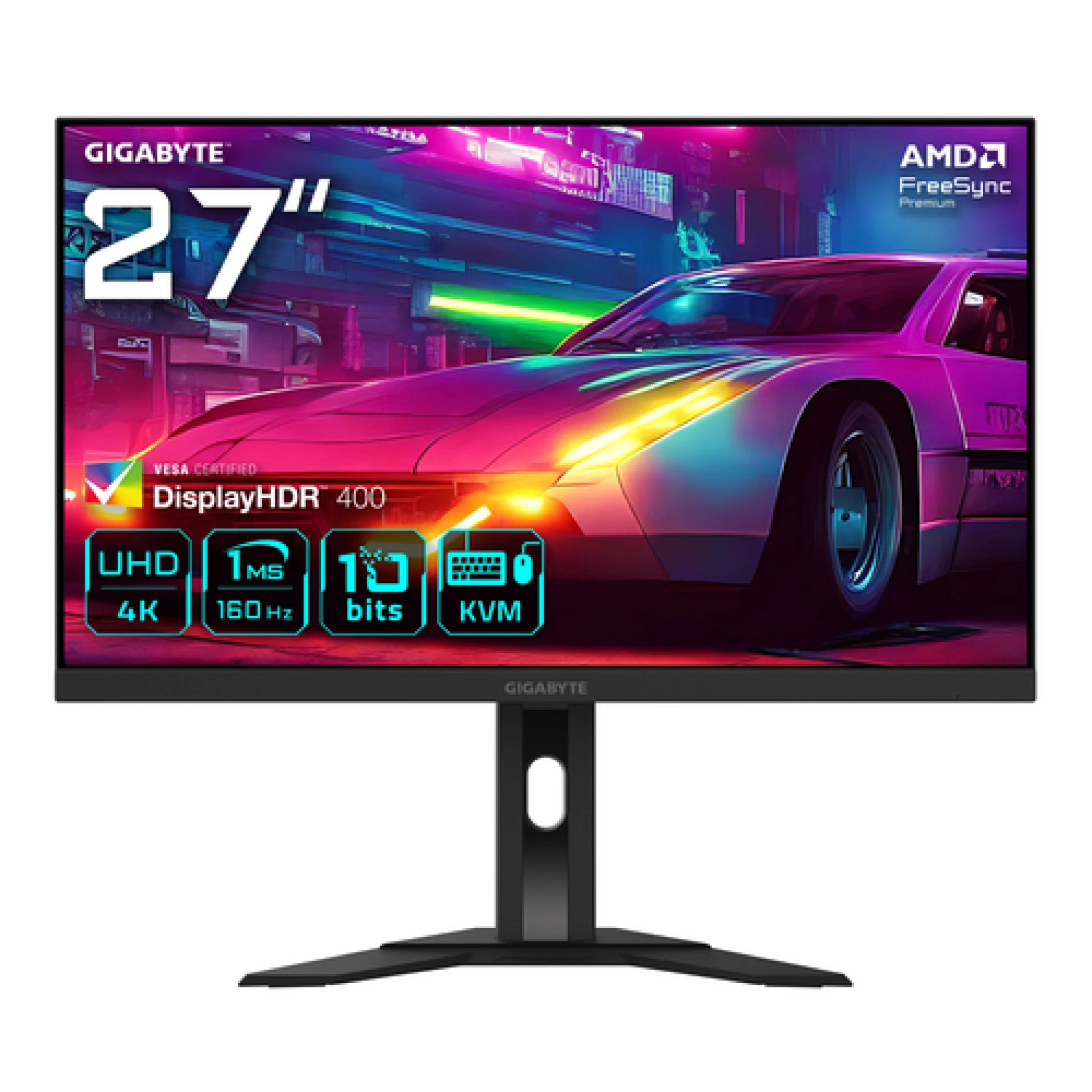 Gigabyte 27" monitor M27UA27",UHD,IPS,1ms,160Hz,400cd,2xHDMI,DP,4xUSB,1xUSB-C,-height