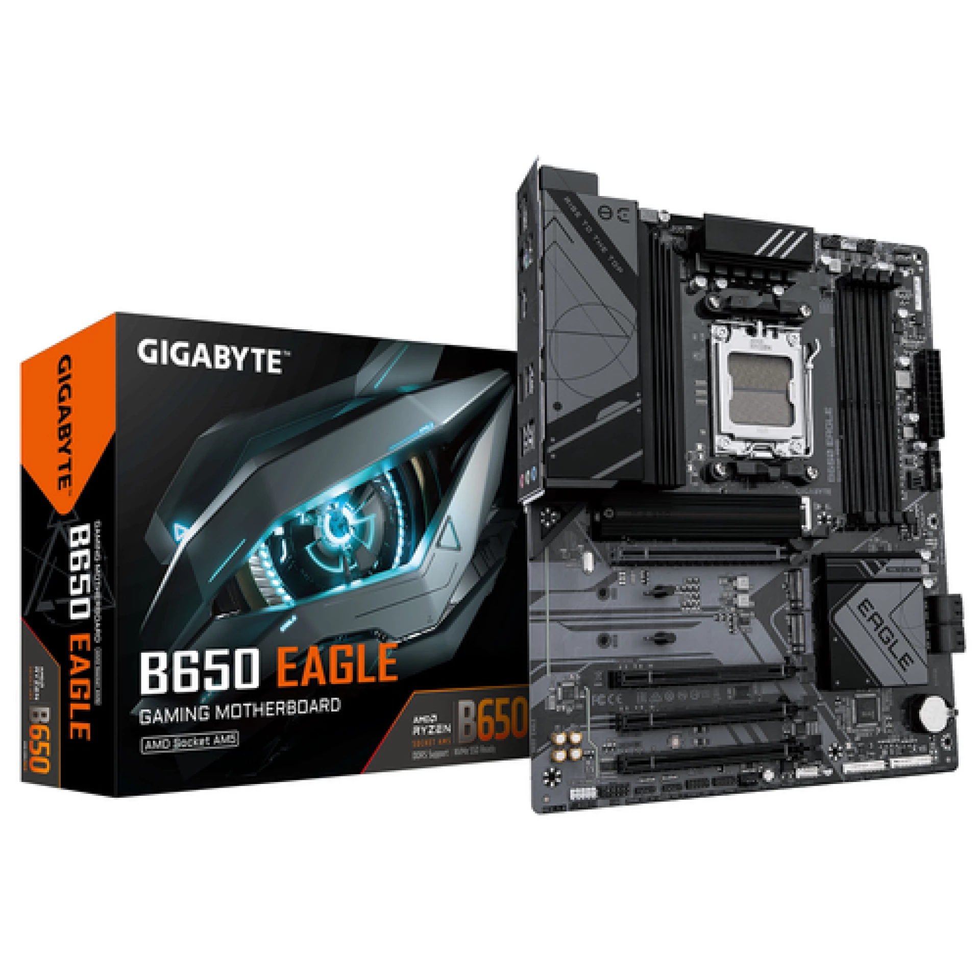 Gigabyte MB B650 EagleAM5; 4xDDR5; up to 256GB,(up to 7600MHz); 4x SATA,3xM.2, DP, HDMI