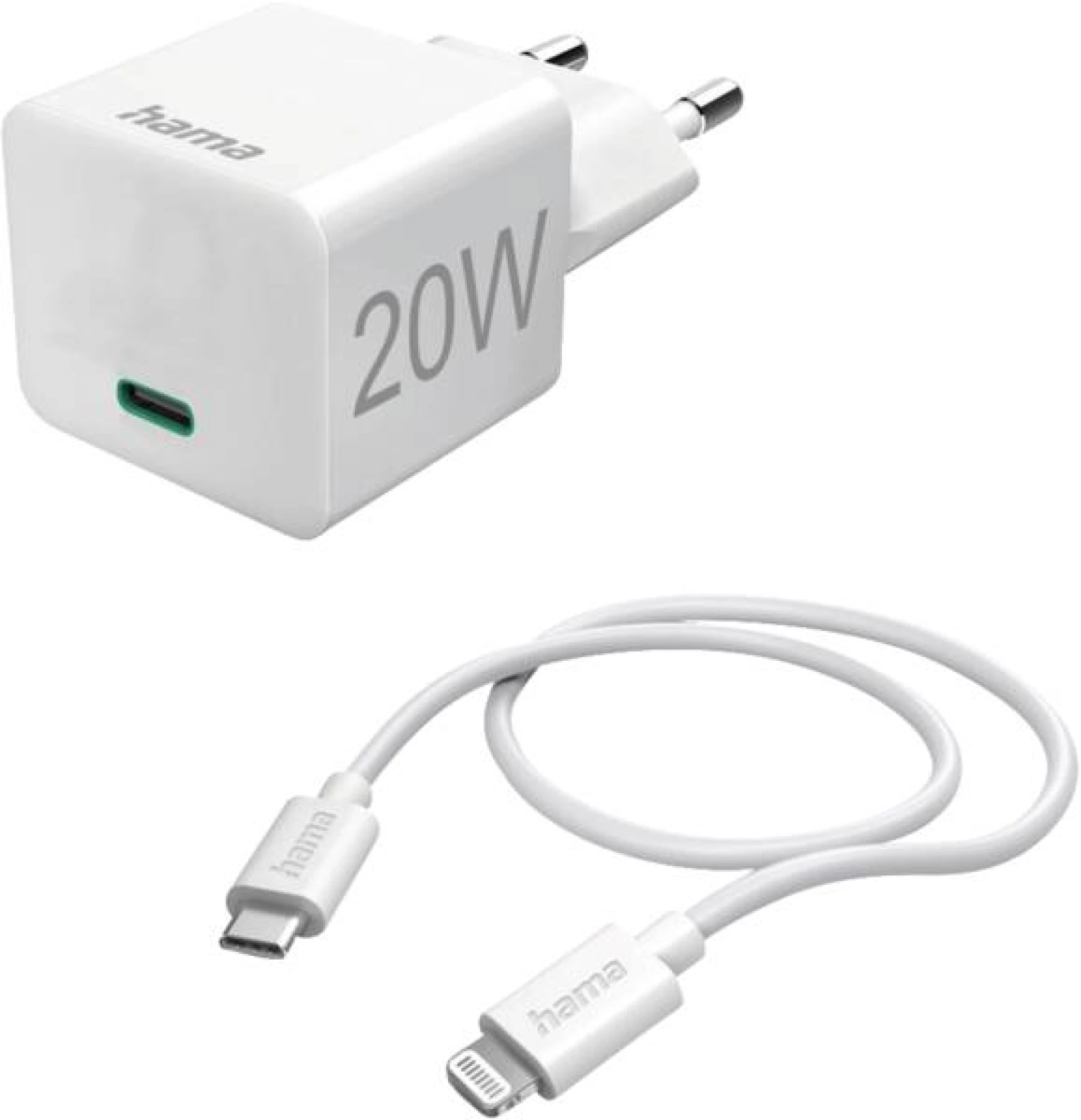 HAMA punjač set za Iphone 20W 1m bijeli