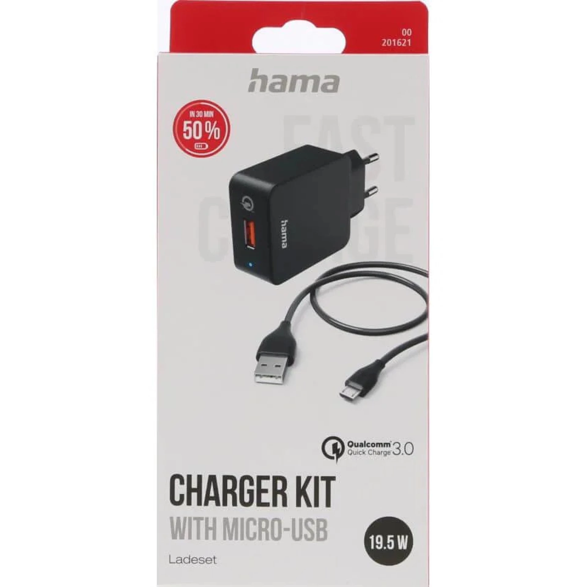 HAMA USB punjač set micro 19,5W 1,5m crni