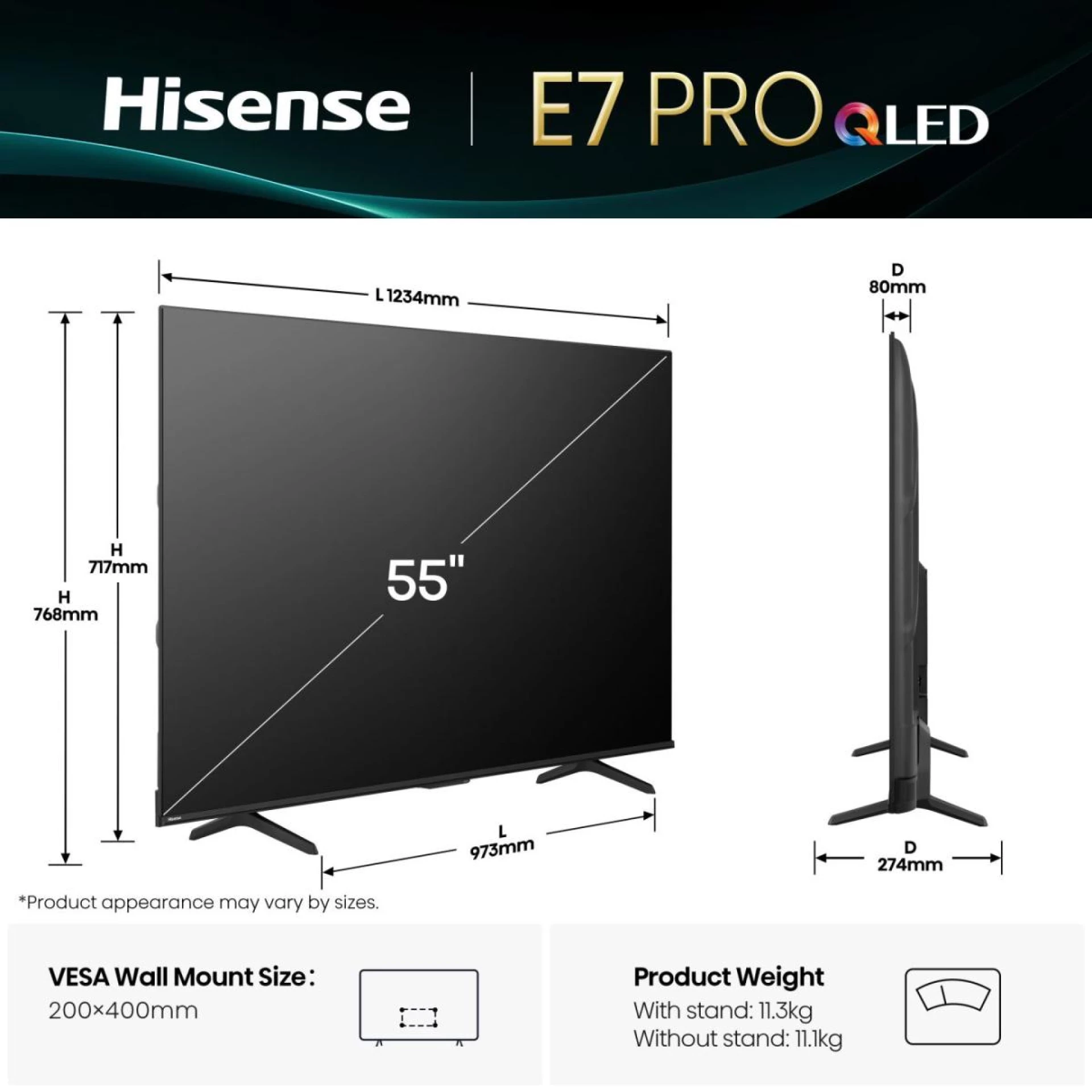 HISENSE TV 55E7Q PRO LED