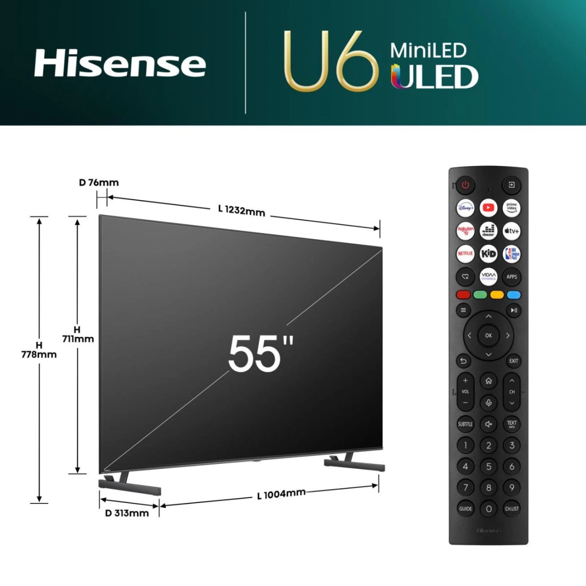 HISENSE TV 55U6NQ