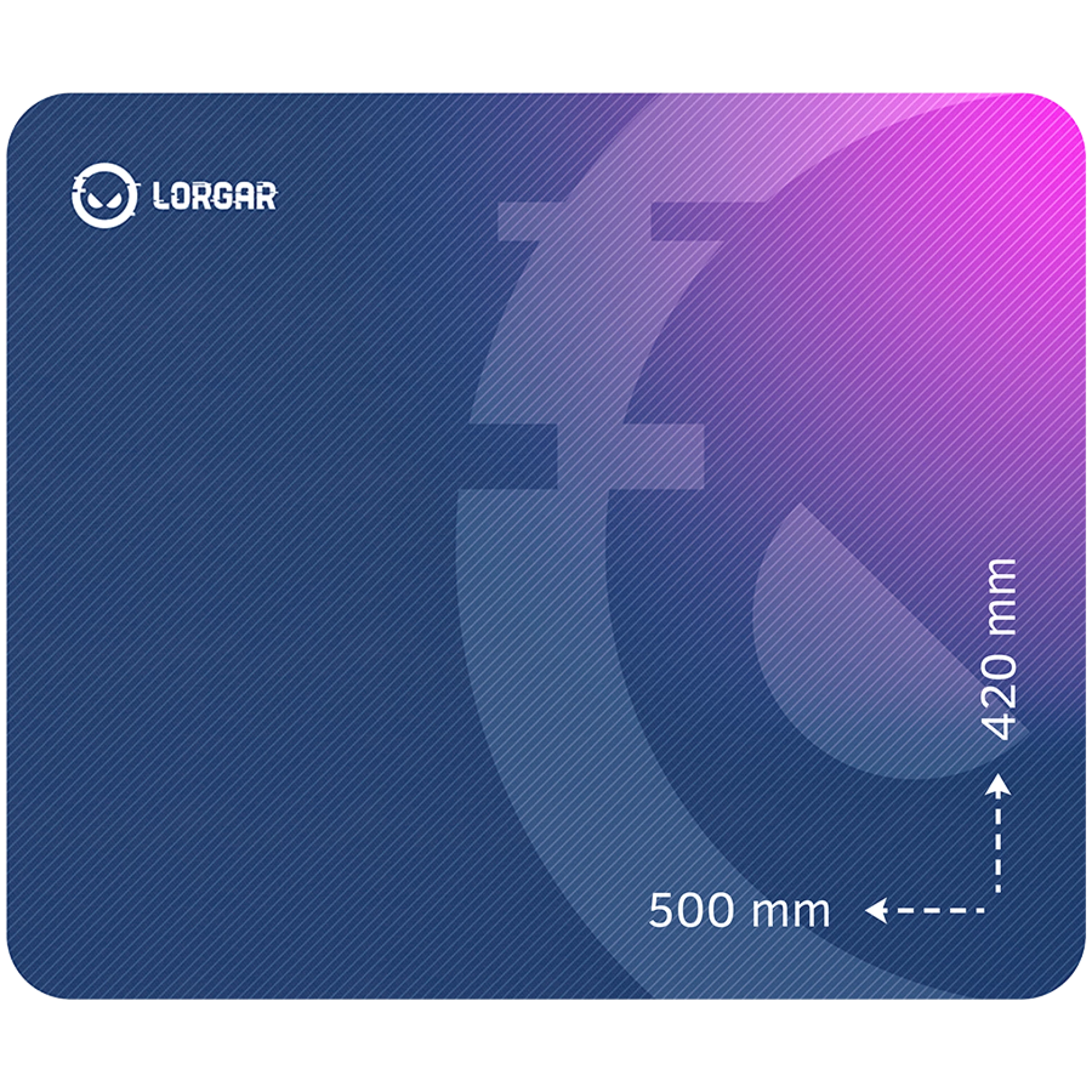 Lorgar Main 135, Gaming mouse pad, High-speed surface, Purple anti-slip rubber base, size: 500mm x 420mm x 3mm, weight 0.41kg