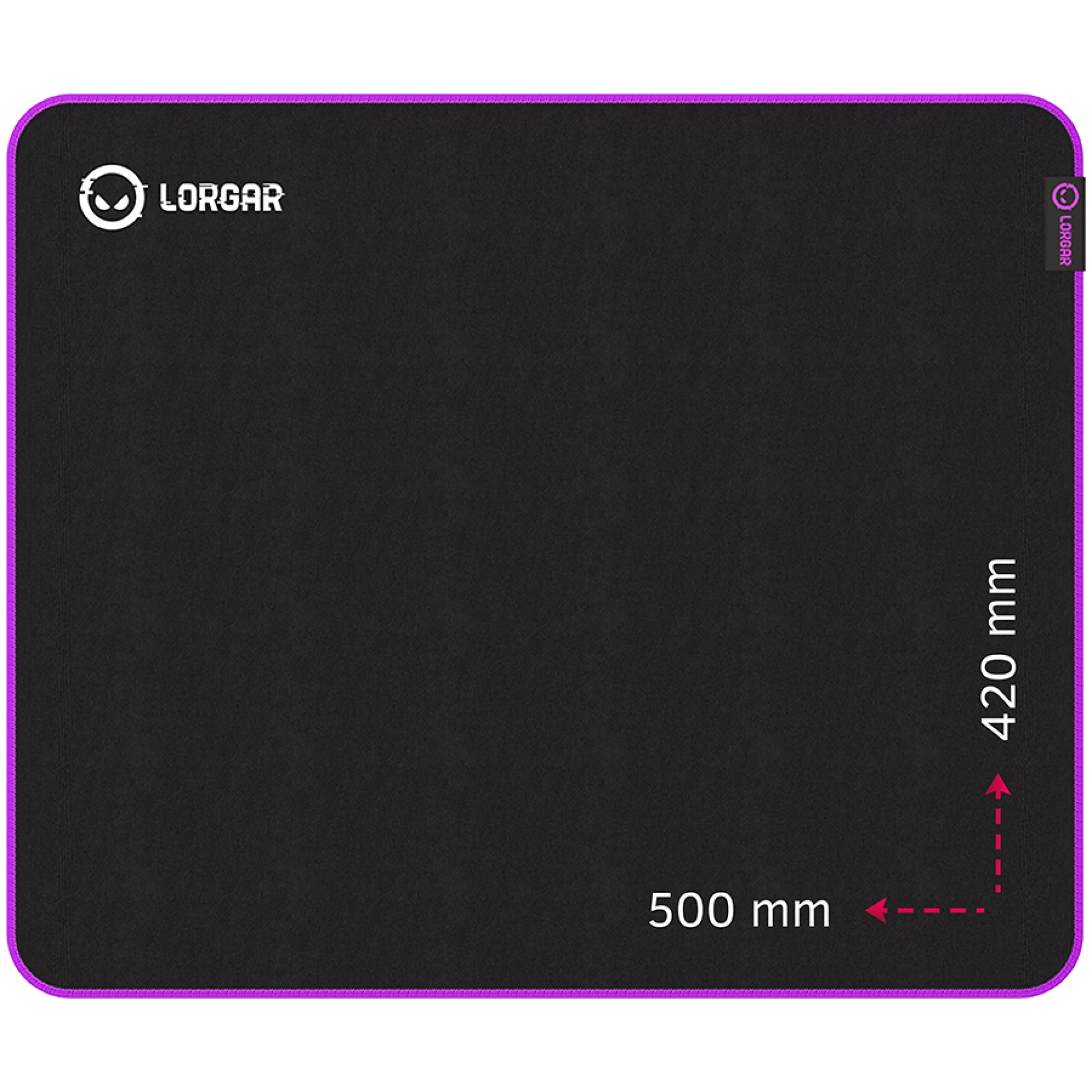 Lorgar Main 315, Gaming mouse pad, High-speed surface, Purple anti-slip rubber base, size: 500mm x 420mm x 3mm, weight 0.39kg