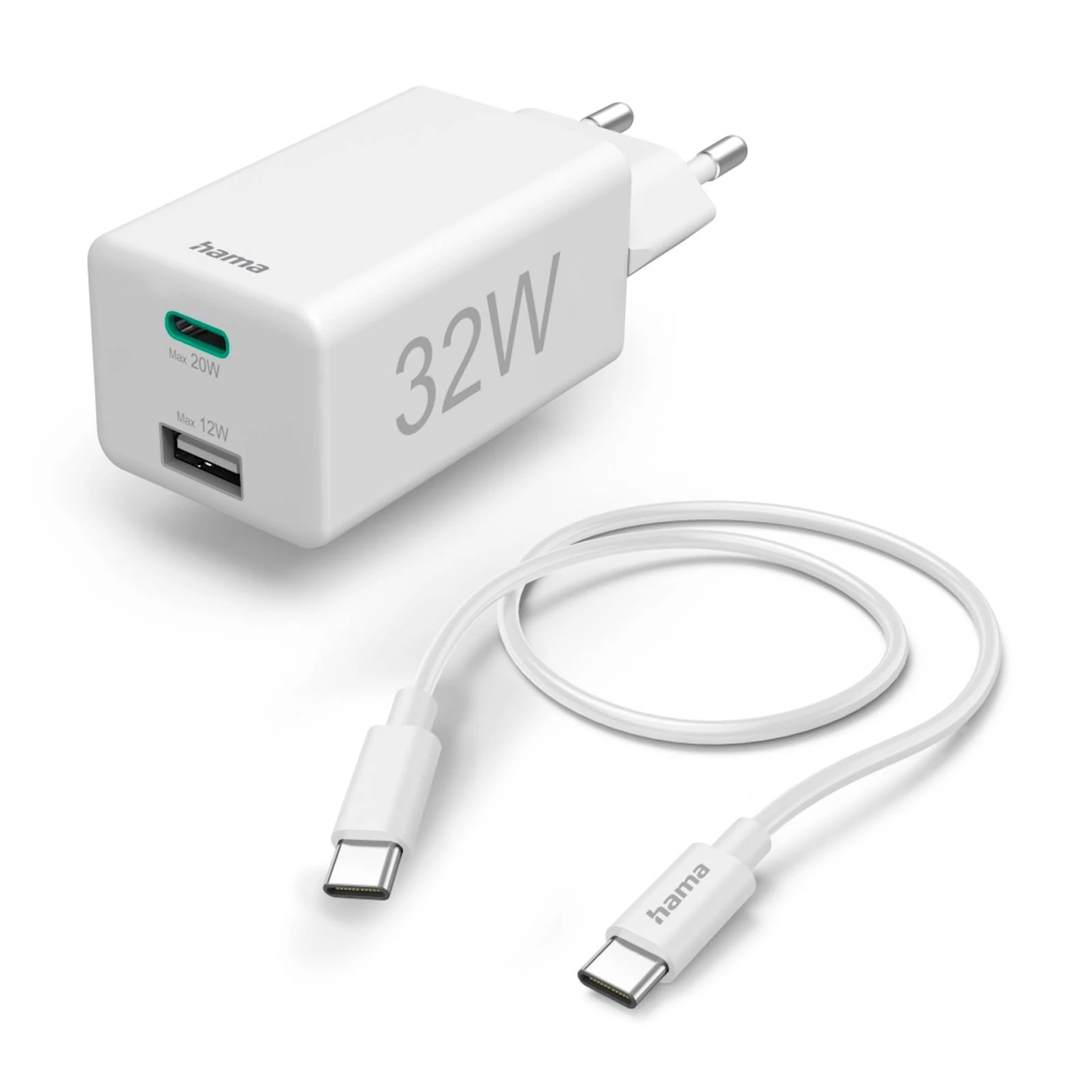 Punjač set HAMA USB-C, 32W, QC, bijeli