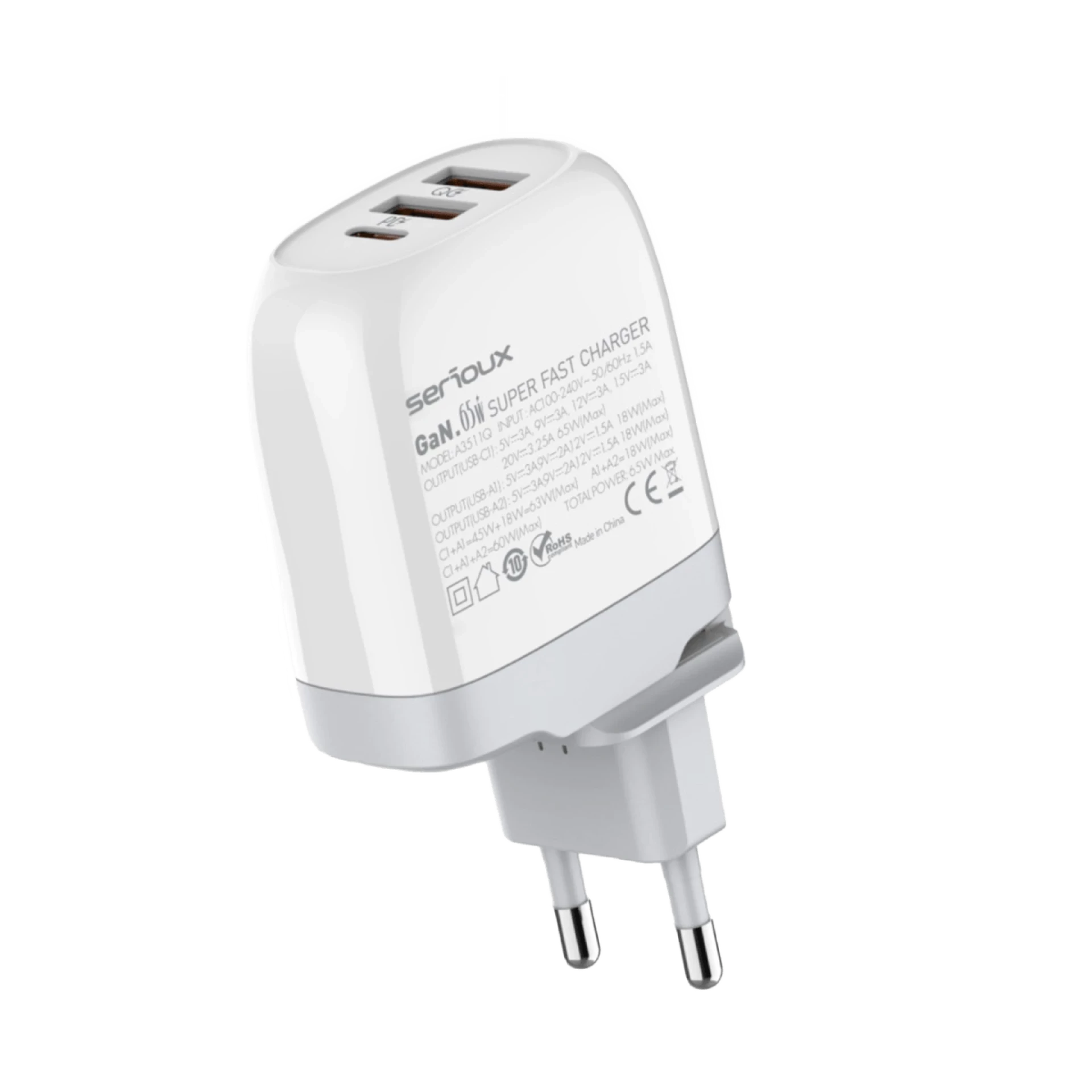 SERIOUX punjač za mobitel SRXC-QC65WGAN