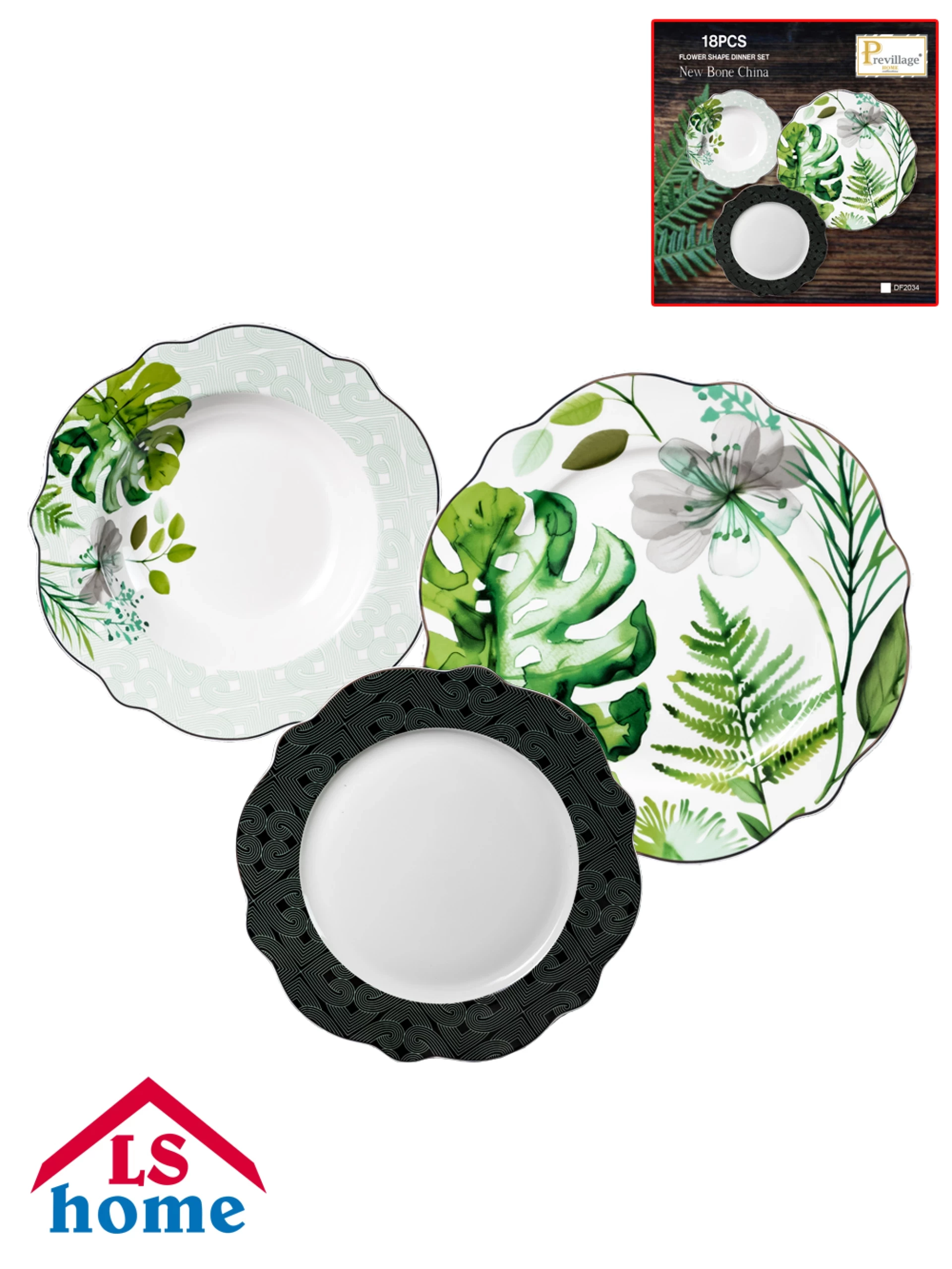 SERVIS 18/1 cvjetni dekor/sa zlatnom linijom N.B.China DF2034 Previllage 2# K49