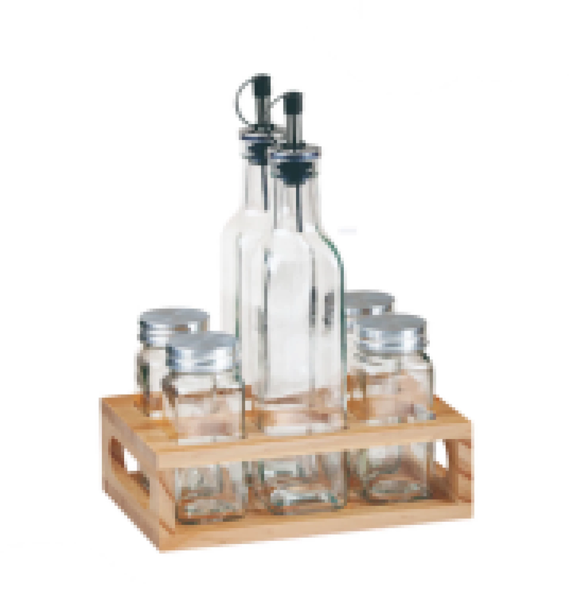 SET 6/1 za začine/na drvenom stalku (ulje,ocat,4 solnice) OP/7 Previllage 4# K50