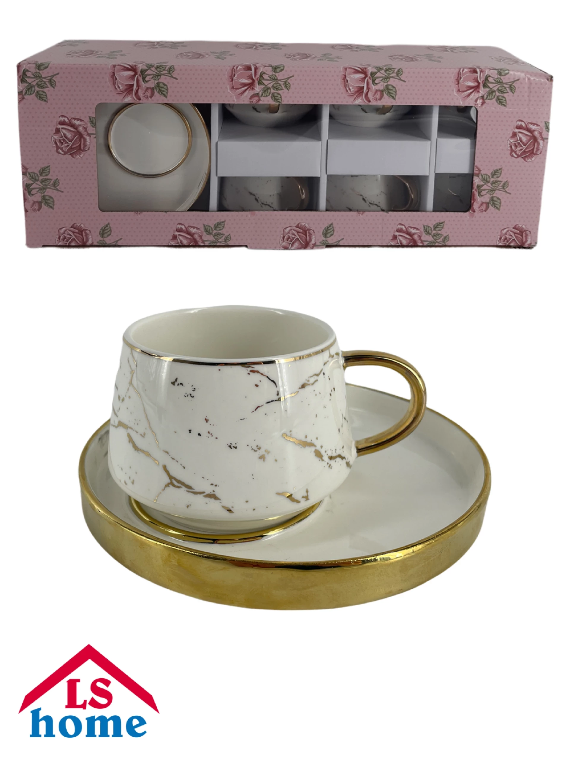 SET ŠALICA 6/1 200cc bijele/dekor/gold PXM2885-12/S 6# K50