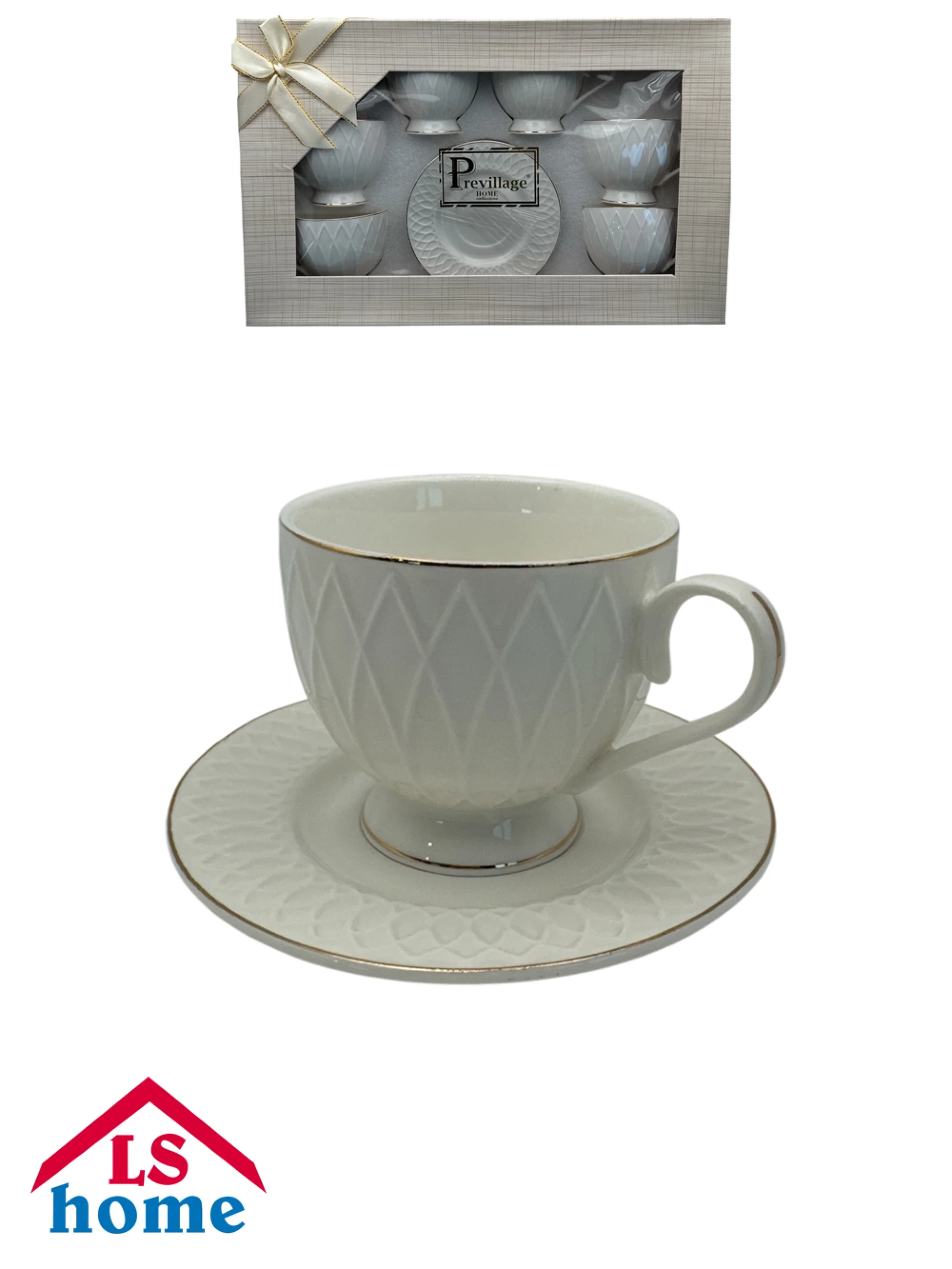 SET ŠALICA 6/1 230cc bijele sa zlatnom linijom GC65 Previllage 8# K50