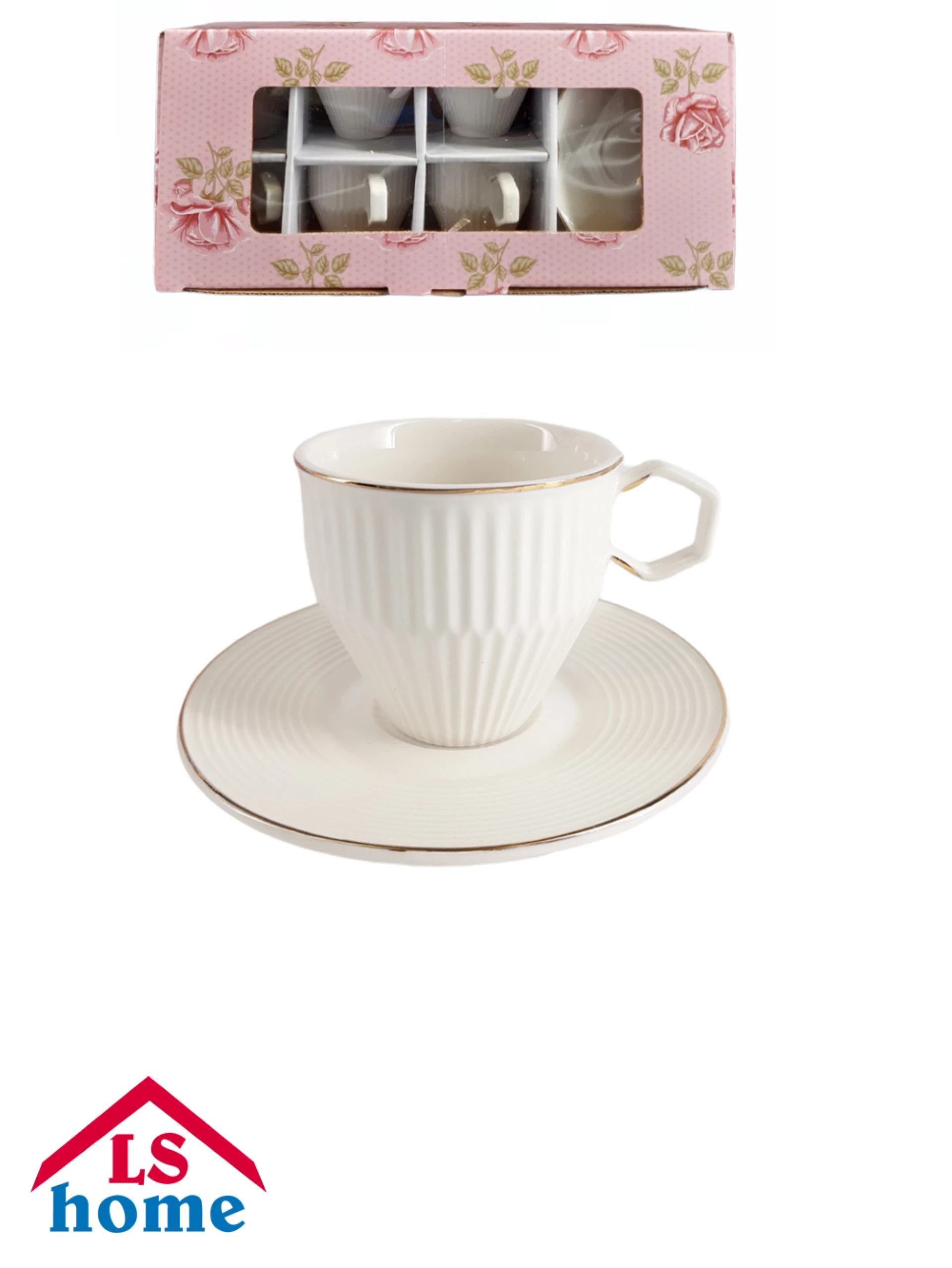 SET ŠALICA 6/1 90cc bijele/gold PXM2802G-S-12/S 12# K50