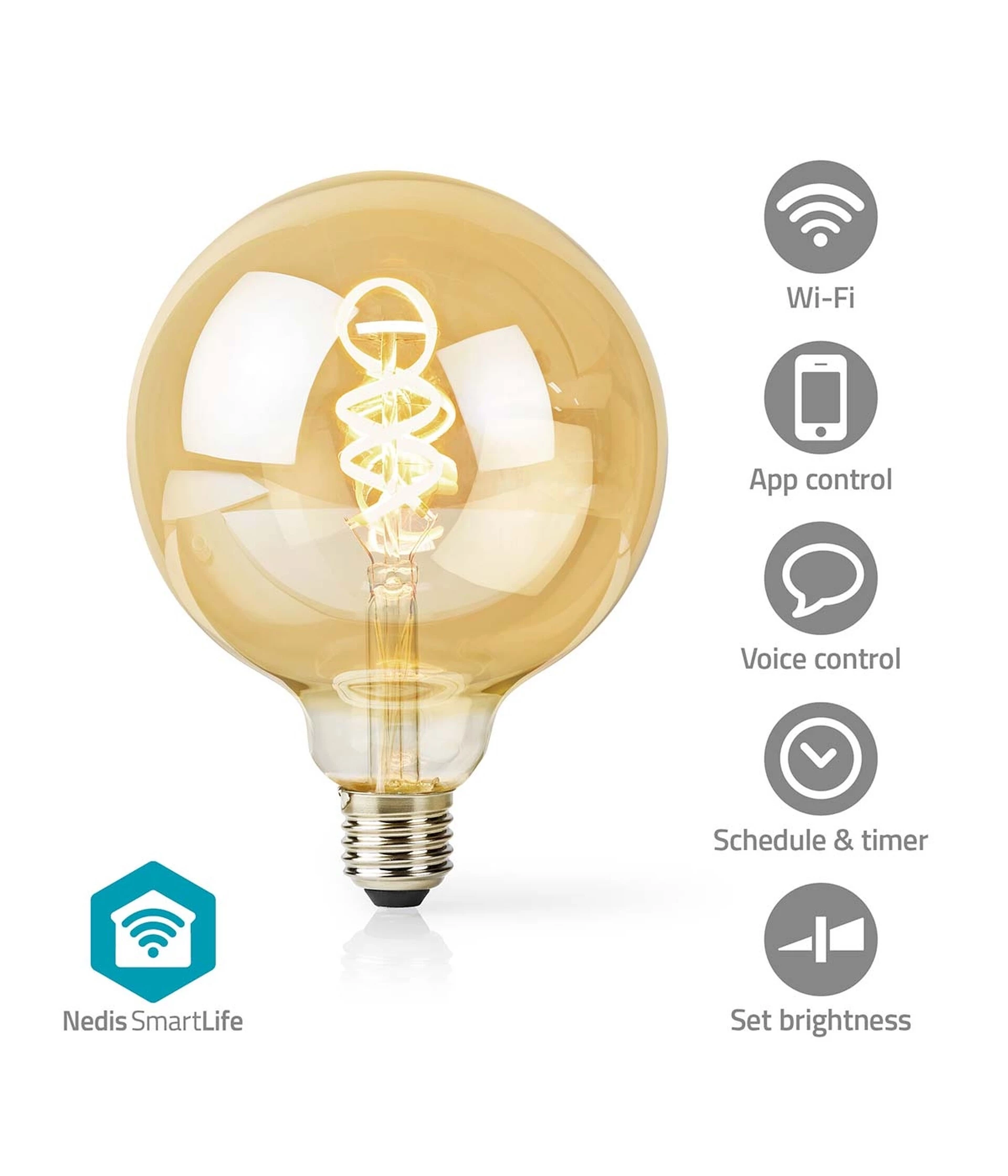 Smartlife WiFi LED Filament Žarulja | E27 | 4,90W | 1800 - 6500 K | G125 |NEDIS