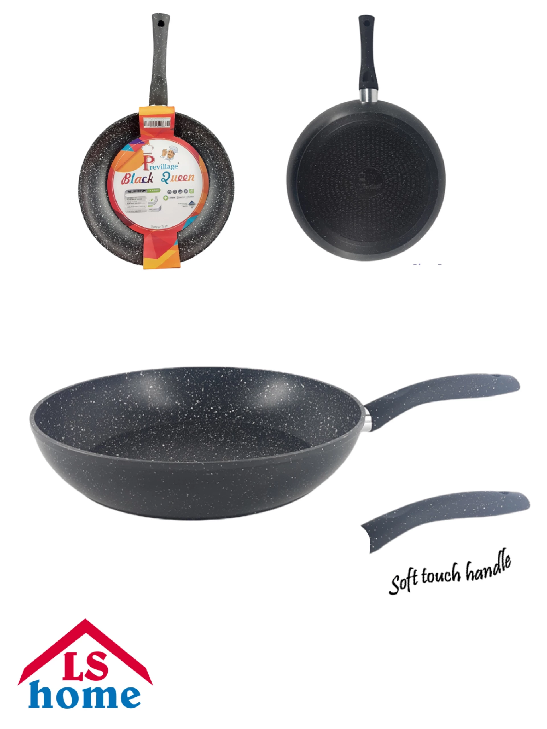 TAVA 28cm/4mm/soft touch/indukcija/mramorna prašina/Black Queen WL-CSALU010-28 P