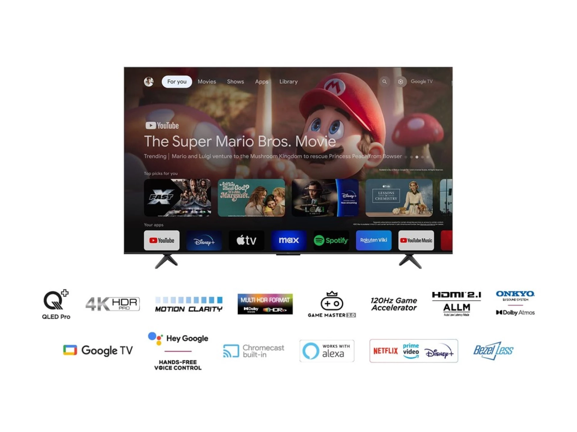 TCL 85"C655 4K QLED TVGoogle TV; QLED pro; 144HZMotion clarity pro; HDMI 2.1; 2.1 ONKYO