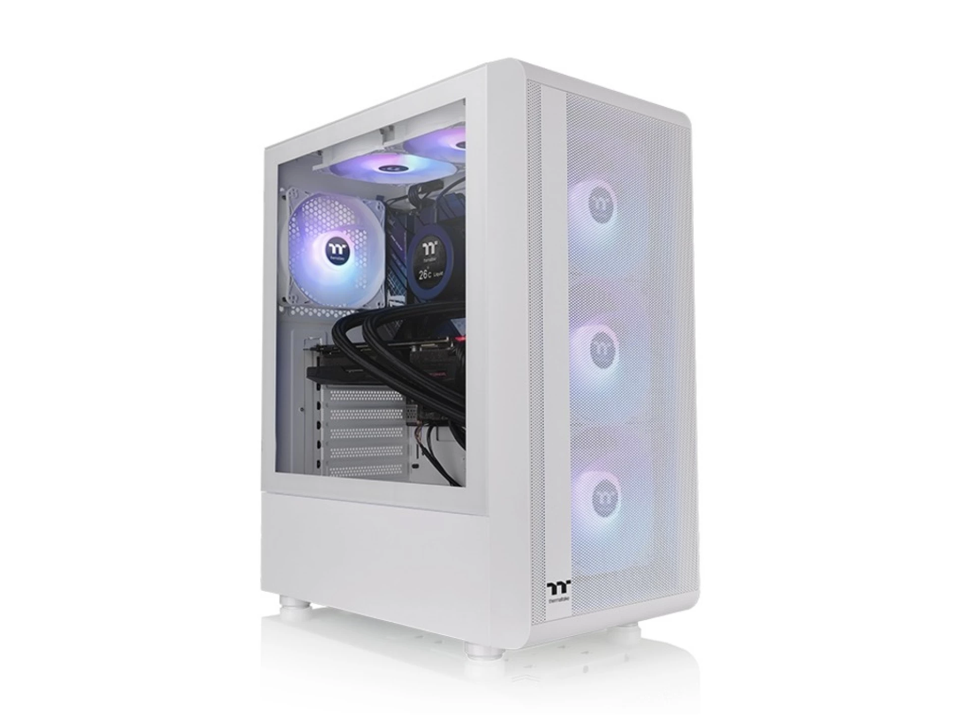 Thermaltake S200 TG ARGB Snow Mid tower, 3x ARGB 120mm Lite front fans