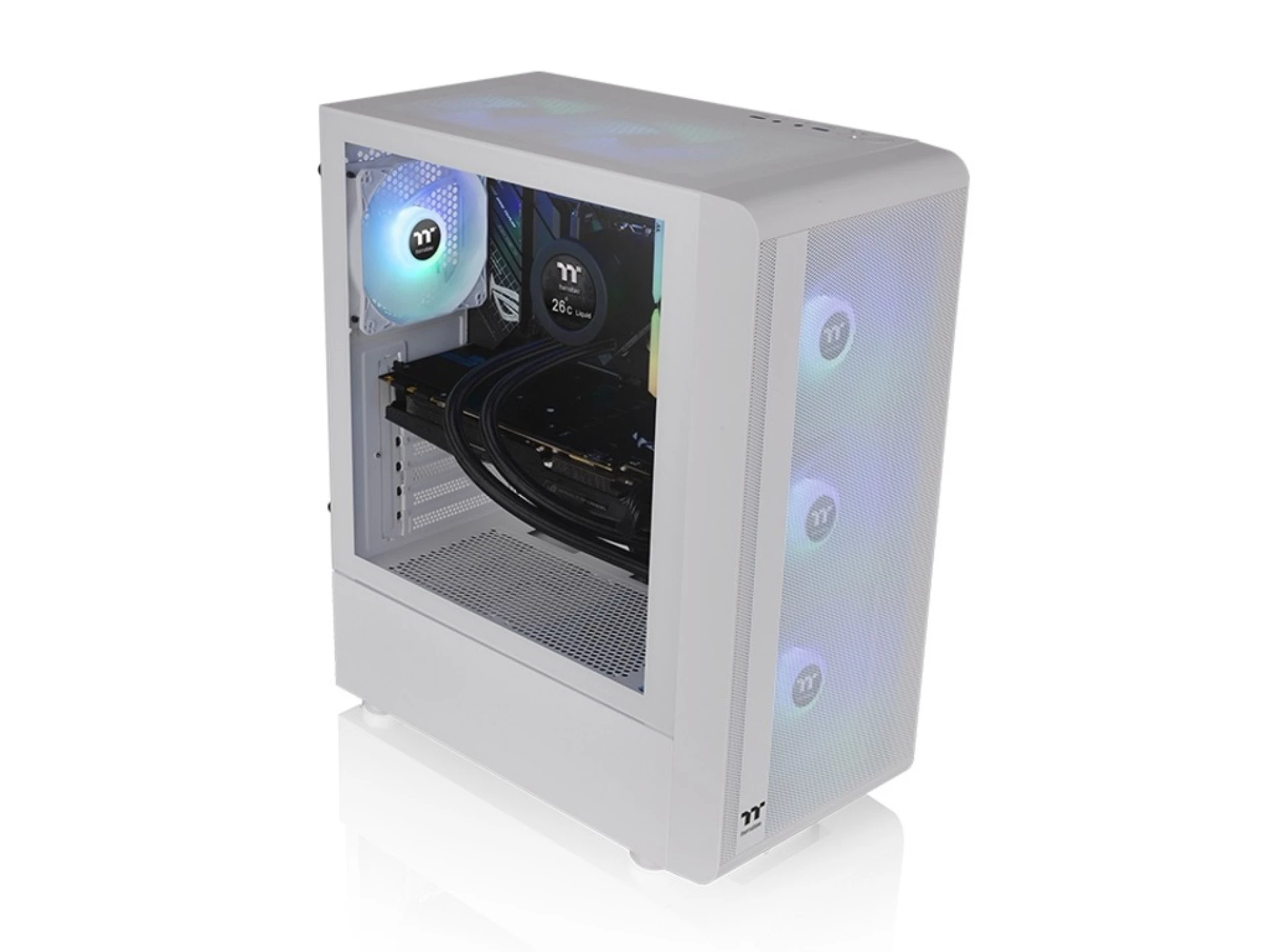 Thermaltake S200 TG ARGB Snow Mid tower, 3x ARGB 120mm Lite front fans