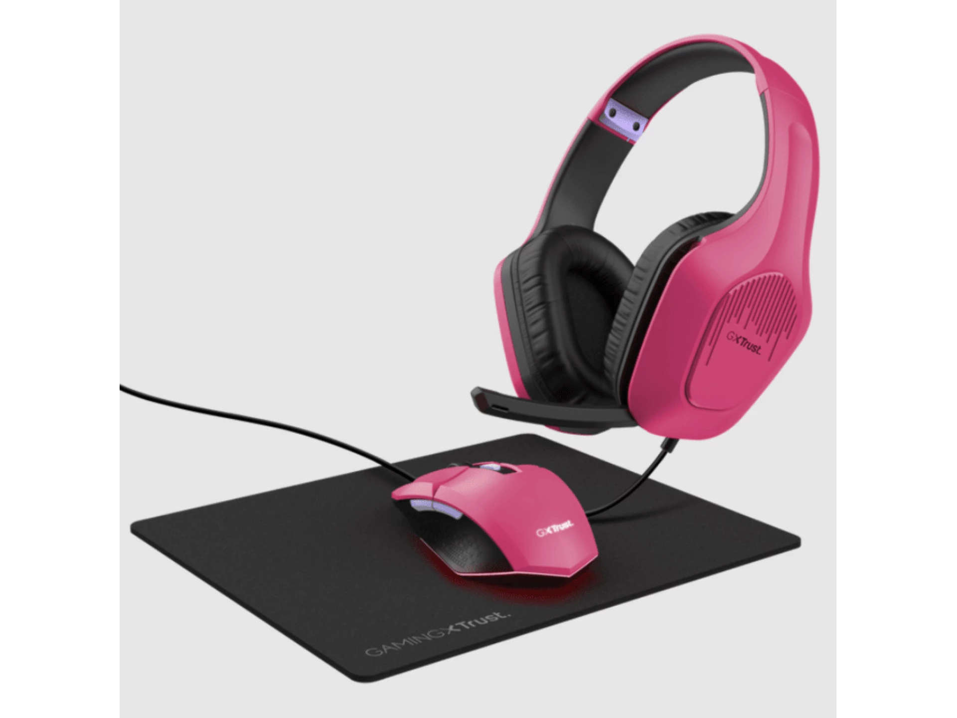 Trust GXT790P Tridox 3-in-1bundle (slušalica, miš ipodloga za miš), pink