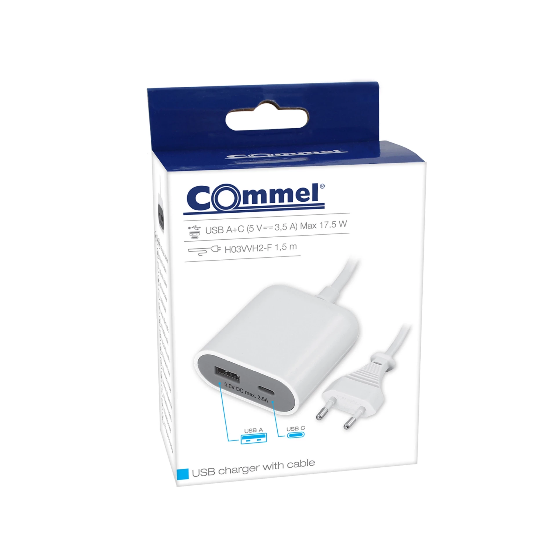 USB punjač sa kablom bijeli 245-101