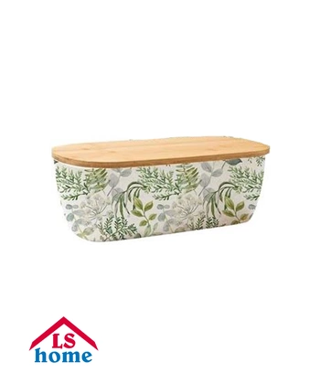 KUTIJA za kruh/dekor PVC s Bamboo poklopcem 36x20x13,3cm KT224196-11 Previllage