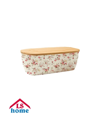 KUTIJA za kruh/dekor PVC s Bamboo poklopcem/36x20x13,3cm KT224196-13 Previllage