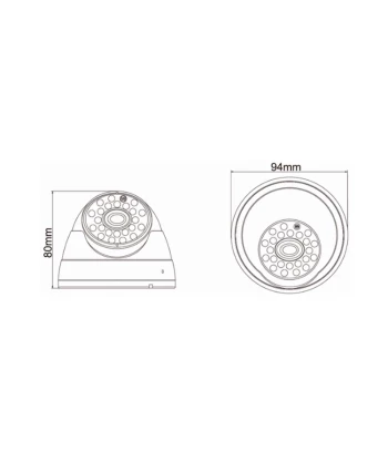 Megasy Dome IP kamera, Sony IMX322 CMOS, 3.6mm, 1920x1080@25fps, PoE, IP20