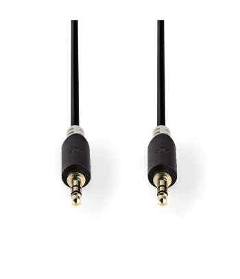NEDIS GOLD AUX Kabel | 3.5 mm m - 3.5 mm m | 1.0 m | Pozlaćeni konektori | Crni