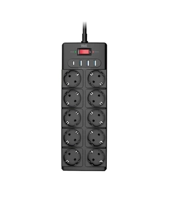 Produžni Kabel s Prenaponskom Zaštitom | 10x Šuko | 3x USB-A | 1x USB-C | WELL