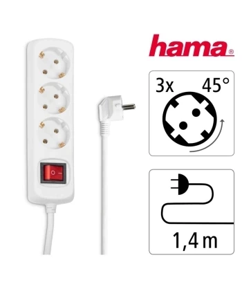 Produžni kabl Hama bijeli, 3 utičnice, 1,4m