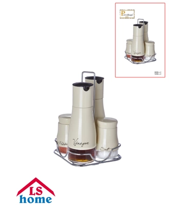 SET 4/1 za začine/na stalku (ulje,ocat/380ml,solnice/120ml) PTK-8639 Previllage
