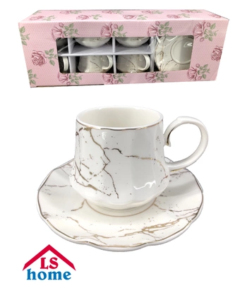 SET ŠALICA 6/1 180cc bijelo-gold PXM2746-12/S 6# K50