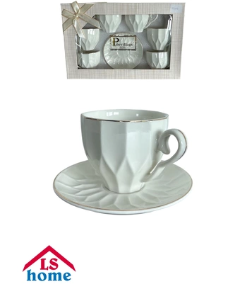SET ŠALICA 6/1 220cc bijele sa zlatnom linijom TC82-220 Previlla...