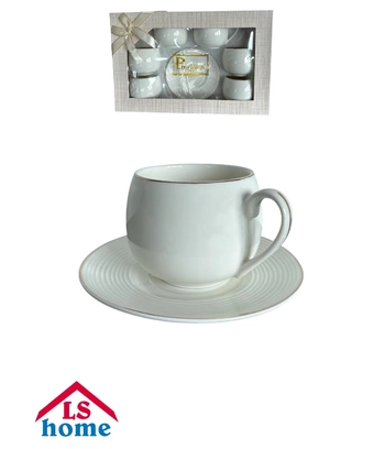 SET ŠALICA 6/1 240cc bijele sa zlatnom linijom MS30L-240 Previllage 8# K50