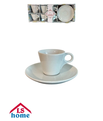 SET ŠALICA 6/1 90cc/bijele/ugostiteljske/s tanjirićem ZD15719 1...