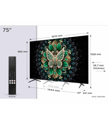 TCL 75"C6K 4K QD-Mini LED TV144Hz Google TV; Game Master;Dolby Atmos; Onkyo 2.1; HDR Premium;
