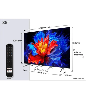 TCL 85"P8K 4K QLED TV 144HzGoogle TV; Motion Clarity Pro;Game Master; Onkyo 2.1;