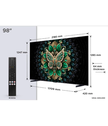 TCL 98"C6K 4K QD-Mini LED TV144Hz Google TV; Game Master;Dolby Atmos; Onkyo 2.1; HDR Premium;