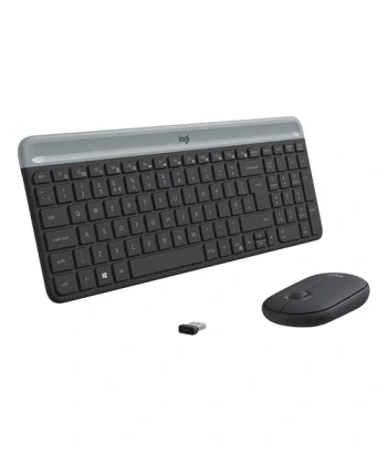 Tipkovnica + miš LOG MK470 Slim Wireless Crna US