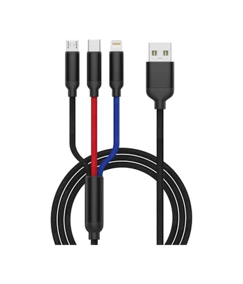 USB 3-u-1 Kabel | USB Type-C, Lightning, Micro USB | 120 cm | TORIMA